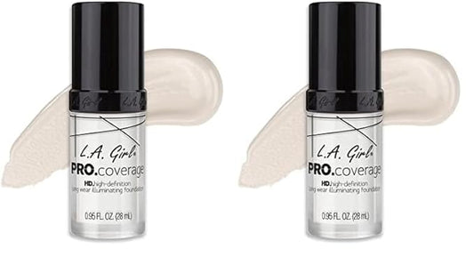 L.A. Girl Pro.Coverage Illuminating Foundation, White - lightener GLM641 (Pack of 2)