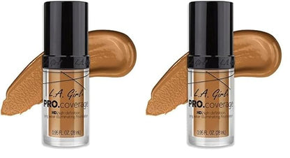 L.A. Girl Pro.Coverage Illuminating Foundation, Bronze GLM651 (Pack of 2)