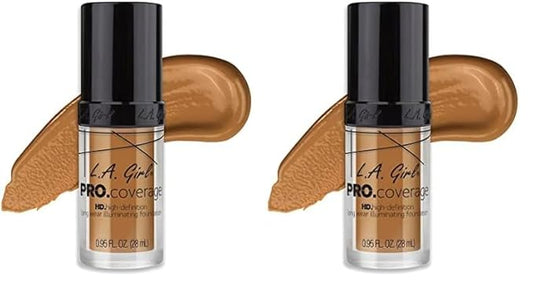 L.A. Girl Pro.Coverage Illuminating Foundation, Bronze GLM651 (Pack of 2)
