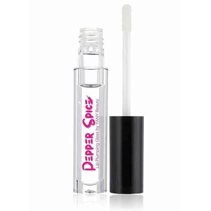 Pepper Spice Lip Plumper Lip Gloss - Plumper Lips All Day - Non-Sticky - Clear Finish Smooth Application - Vegan Formula