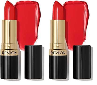 REVLON Super Lustrous Lipstick, High Impact Lipcolor with Moisturizing Creamy Formula, Infused with Vitamin E and Avocado Oil in Reds & Corals, Fire & Ice (720) 0.15 oz (Pack of 2)
