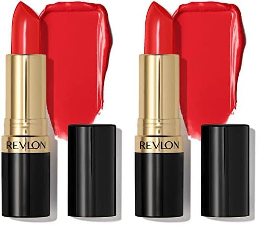 REVLON Super Lustrous Lipstick, High Impact Lipcolor with Moisturizing Creamy Formula, Infused with Vitamin E and Avocado Oil in Reds & Corals, Fire & Ice (720) 0.15 oz (Pack of 2)