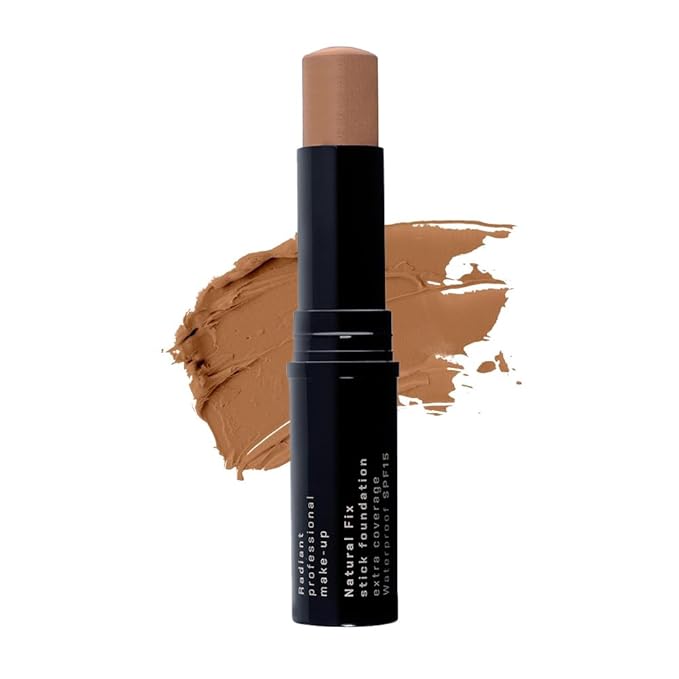 Radiant Professional Natural Fix Extra Coverage Stick Foundation - Full Coverage Waterproof Foundation & Contouring Stick - SPF 15 Paraben & Oil Free Matte Finish - 8.5 g - Ginger (05)