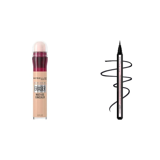 Maybelline Instant Age Rewind Dark Circles Concealer and Hyper Easy Liquid Eyeliner Bundle, 115, 0.018 Fl Oz