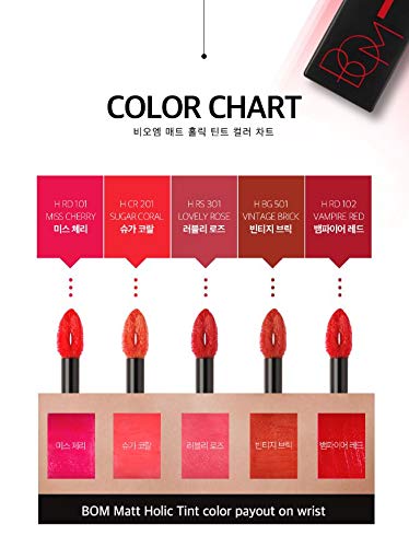 BOM MATT HOLIC TINT Long Lasting Lip Tint 8.5g - 5 Colors H RD102 VAMPIRE RED