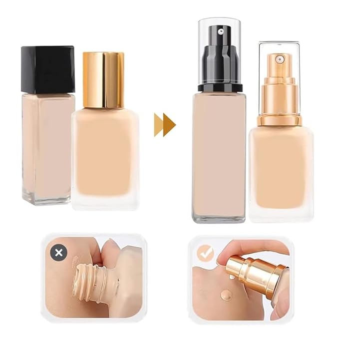 2Pack Foundation Pump Compatible with Maybelline Fit Me Liquid Foundation Makeup (Gold+Black)
