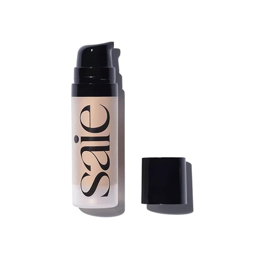 Saie Glowy Super Gel Lightweight Illuminator - Travel Size Luminizer and Makeup Primer for Glowing Skin - Enriched with Vitamin C + Hydrating Squalane Oil - Warmglow (0.5 oz)