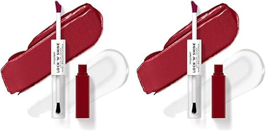 wet n wild Megalast Lock 'N' Shine Lip Color + Gloss Lipstick Big Pout Energy (Pack of 2)
