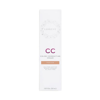 Lumene Color Correcting CC Cream - Lightweight Foundation - Medium Coverage - Redness Reducing Face Makeup for a Glowing Complexion - Vegan Formula + Suitable for All Skin Types - Medium (1 fl oz)