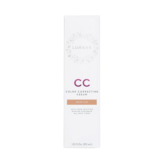 Lumene Color Correcting CC Cream - Lightweight Foundation - Medium Coverage - Redness Reducing Face Makeup for a Glowing Complexion - Vegan Formula + Suitable for All Skin Types - Medium (1 fl oz)