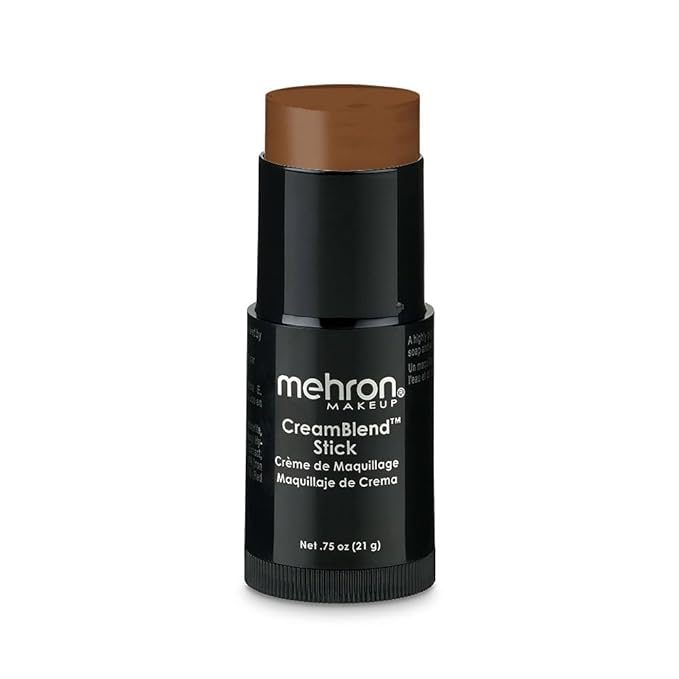 Mehron CreamBlend Stick | Face & Body Paint - Foundation Cream Makeup - Halloween Perfect - .75 oz (21 g) (Light Ebony)