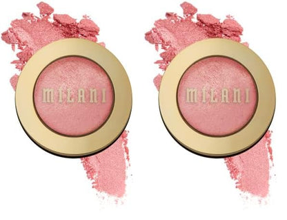 Milani Baked Blush - Dolce Pink (0.12 Ounce) Cruelty-Free Powder Blush - Shape, Contour & Highlight Face for a Shimmery or Matte Finish (Pack of 2)