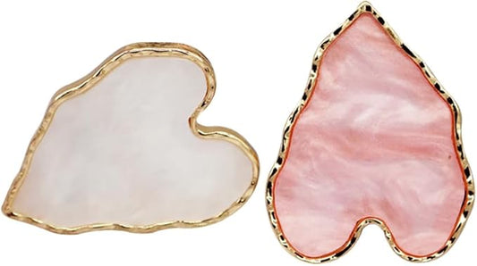 GSHLLO 2 Pcs Nail Art Palette Ring Nail Color Mixing Tray Nail Polishing Palette Makeup Foundation Mixing Plate with Finger Ring for Nail Salon Shop Heart
