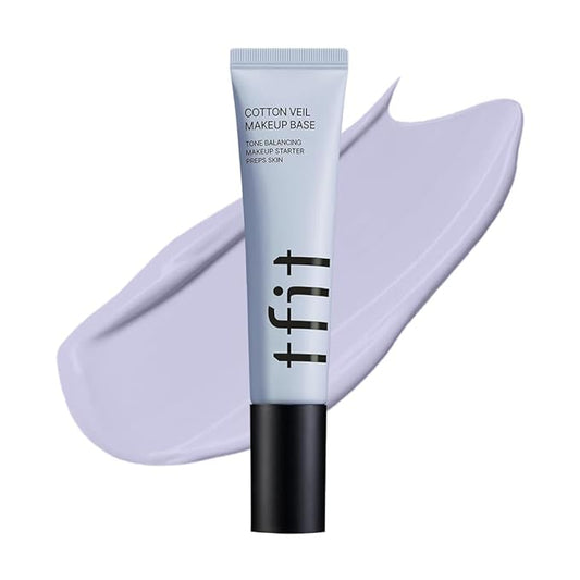 Cotton Veil Makeup Base - Flawless Coverage for Dull Skin, Tone up Corrector, Lightweight, All Skin Type, Korean Makeup, 02 Lively Purple, 1.05 Oz.
