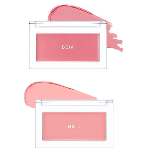 BBIA Ready To Wear Downy Cheek Cream Blush 2P Set (08 DOWNY ROSY + 01 DOWNY PINK) / Blendable and Lightweight Cheek Makeup, Highly Pigmented with Long Wearing Formula