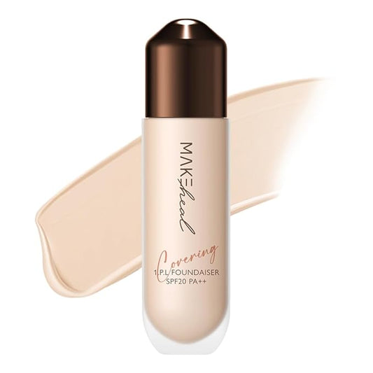 1.P.L FOUNDAISER FOUNDATION matte finish, liquid foundation with wand, long lasting full coverage, blendable, 28g 0.99 fl Oz [19-N PURITY]