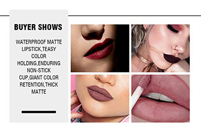 Petansy 24 Colors Liquid Matte Lipstick Set Waterproof Long Lasting Lip Gloss Set Beauty Cosmetics Makeup Kit with Gift Box (red, 24)