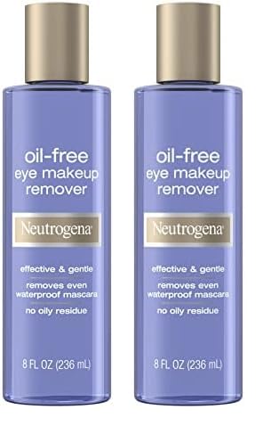 Neutrogena Gentle Oil-Free Eye Makeup Remover & Cleanser for Sensitive Eyes, Non-Greasy Makeup Remover, Removes Waterproof Mascara, Dermatologist & Ophthalmologist Tested, 8.0 fl. oz (Pack of 2)