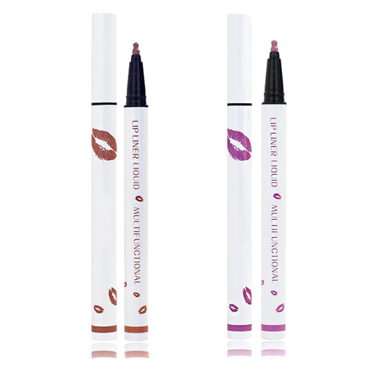Longwear Liquid Lip Liner, Matte Lip Tint Stain Marker Pen, 2 in1 Liquid Lipstick & Lip Liner Pencil, Long Lasting Waterproof Lip gloss for Women, Fuller Lips Makeup (03+08)