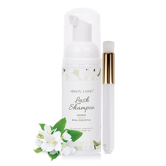 ARISON LASHES Eyelash Shampoo Eyelash Foam Cleanser with Cleaning Brush Eyelash Cleaner for Eyelash Extension Foam Wash Lash Shampoo for Home and Salon Use 60ML(Jasmine)