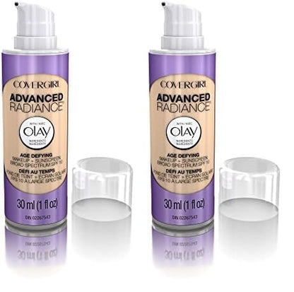 COVERGIRL Advanced Radiance Age Defying Foundation Makeup Medium Light, 1 oz (packaging may vary) (Pack of 2)