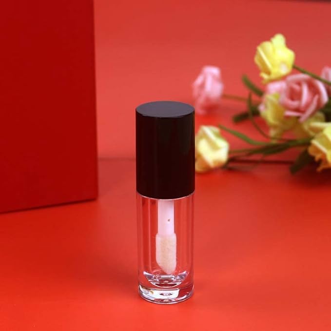 COSIDEA 30pcs Black Empty 6ml 0.2oz Lip Gloss Tubes with Big Doe Foot Wand，Round Lipgloss Containers，Concealer Tube Cosmetic Packing Container Bulk Wholesale