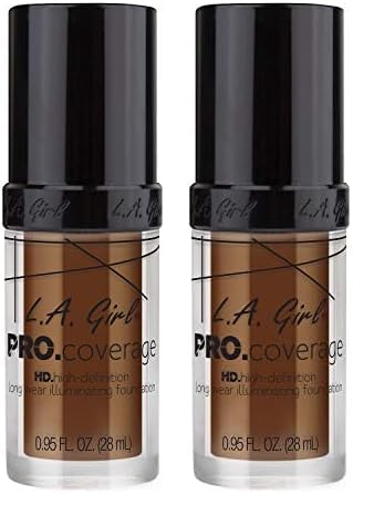L.A. Girl Pro.Coverage Illuminating Foundation, Rich Cocoa GLM655 (Pack of 2)