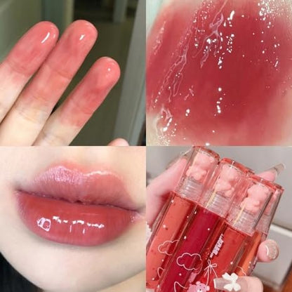 6 Colors Bear Lip Gloss Set, Lip Glaze Jelly Lipstick Liquid Lipstick Cute Bear Lipgloss Plumping Lip Tint Moisturizing Waterproof Long Lasting Cheek Cosmetic Beauty Makeup
