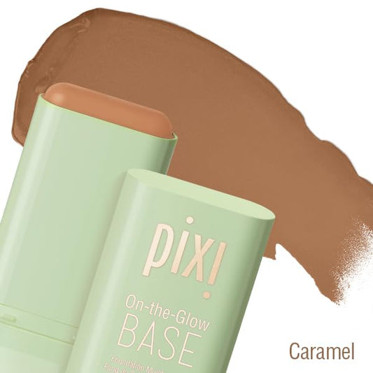 Pixi Beauty On-the-Glow Base| Tinted Moisturizer Foundation Stick | Caramel: Deep, warm shade| 0.6 oz / 19g