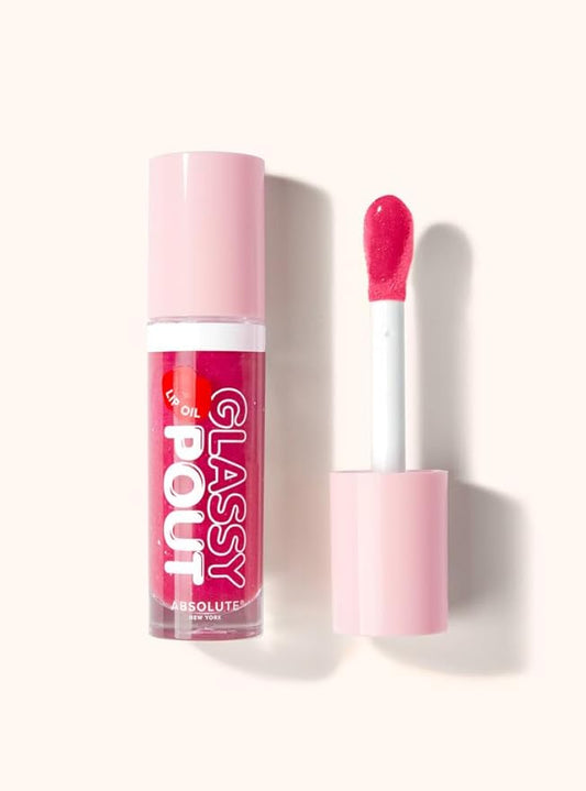 Absolute New York Glassy Pout Lip Oil, Long Lasting Hydration, Ultra Glassy Shine, Non Sticky Lip Oil (MLGL03 Perky)
