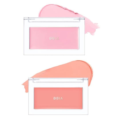 BBIA Ready To Wear Downy Cheek Cream Blush 2P Set (07 DOWNY ANGEL + 02 DOWNY PEACH) / Blendable and Lightweight Cheek Makeup, Highly Pigmented with Long Wearing Formula