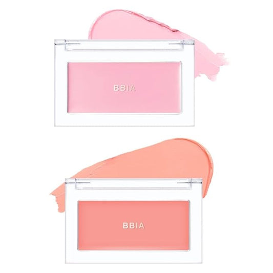 BBIA Ready To Wear Downy Cheek Cream Blush 2P Set (07 DOWNY ANGEL + 02 DOWNY PEACH) / Blendable and Lightweight Cheek Makeup, Highly Pigmented with Long Wearing Formula