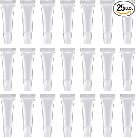 25Pcs 10 ml Lip Gloss Balm Tubes Refillable Empty Tubes Clear Cosmetic Containers Soft Tube (25Count (Pack of 1))