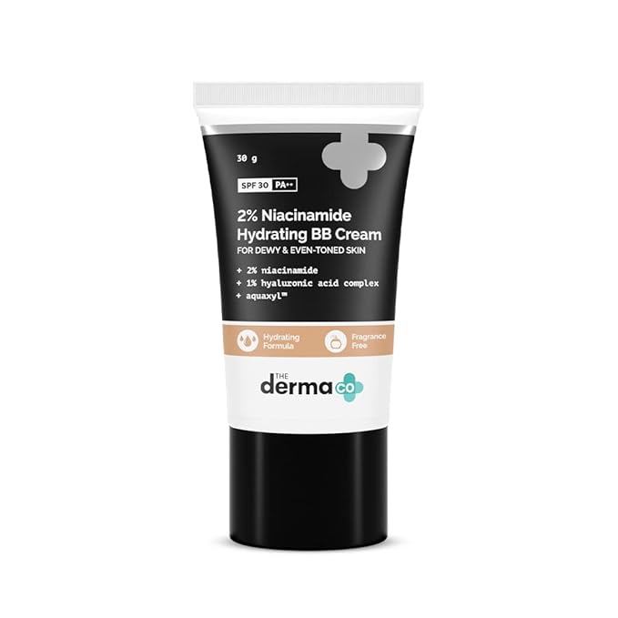 2% Niacinamide Hydrating BB Cream with SPF 30 (02 Nude Shade) | Gives Medium Buildable Coverage & Smooth Finish | Skin Hydration with Sun Protection | 1.06 Oz/30g