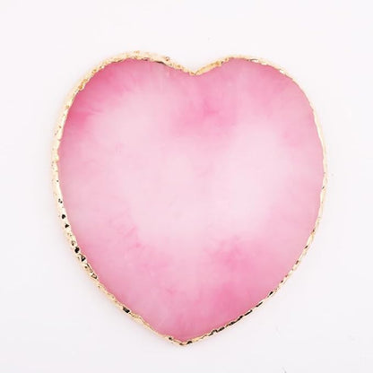 2Pcs Heart-Shaped Resin Nail Art Palette, Gold Edge Round Makeup Mixing Palette, Nail Polish Plate, Makeup,Nail Art Display Board Makeup Plate Cosmetic Mixing Tools Makeup Palettes,Makeup Palettes