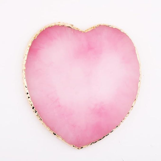 2Pcs Heart-Shaped Resin Nail Art Palette, Gold Edge Round Makeup Mixing Palette, Nail Polish Plate, Makeup,Nail Art Display Board Makeup Plate Cosmetic Mixing Tools Makeup Palettes,Makeup Palettes