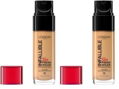 L’Oréal Paris Makeup Infallible Up to 24 Hour Fresh Wear Foundation, Sun Beige, 1 fl; Ounce (Pack of 2)