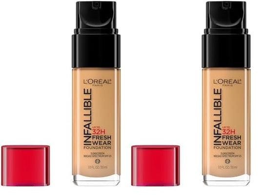 L’Oréal Paris Makeup Infallible Up to 24 Hour Fresh Wear Foundation, Sun Beige, 1 fl; Ounce (Pack of 2)