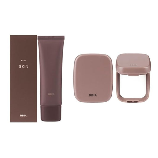 BBIA Last Skin Foundation (#00 IVORY BEIGE) + Last Sebum Pact BUNDLE SET/Medium Coverage & Semi-Matte Finish Liquid Foundation and Sebum Control Makeup Pressed Powder Pact