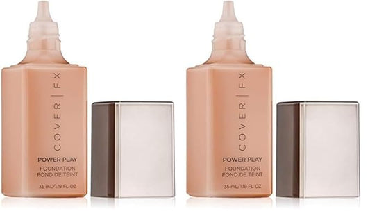 Cover FX Power Play Foundation: Full Coverage, Waterproof, Sweat-proof and Transfer-Proof Liquid Foundation For All Skin Types G100, 1.18 fl. oz. (Pack of 2)