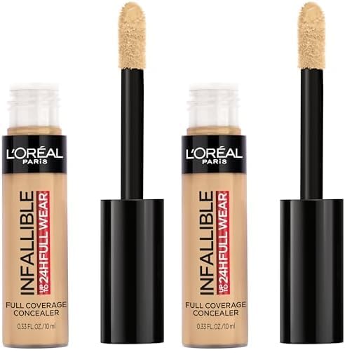 L’Oréal Paris Makeup Infallible Full Wear Waterproof Matte Concealer, Latte (Pack of 2)