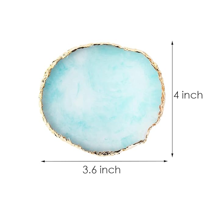 Resin Nail Art Palette, Nail Art Painting Mixed Color Palette Gold Edge Nail Gel Color Makeup Display Board (Pink+Blue)