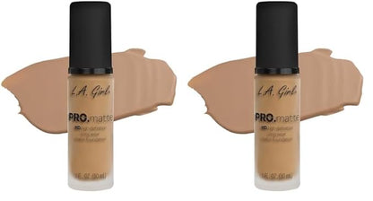 L.A. Girl PRO.Matte Foundation, Soft Beige GLM717 (Pack of 2)