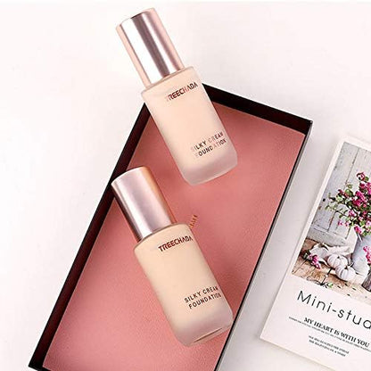 Thailand Tree-chada Silky Cream Foundation Cover All Foundation, Full Coverage Foundation Oil Cover Liquid Foundation, 30ml (1 Light)