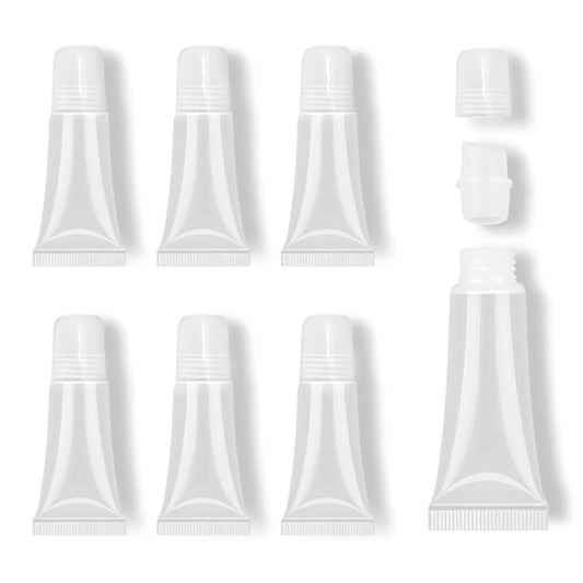 AMORIX 6 Packs Lip Gloss Tubes 5ml Clear Cap Lip Gloss Containers Empty Lip Balm Tubes Cosmetic Squeeze Lipgloss Tubes for DIY Lip Gloss Base