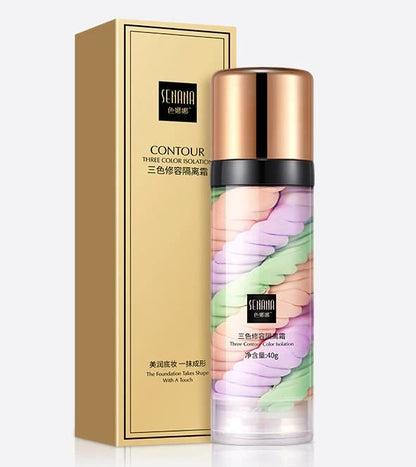 One Step Color Corrector Tri-Color contour Isolation Cream Skin Tone Correcting & Brightening Makeup Primer Neutralizing Dark Circles & Veins Correcting Redeness for Glowing, Flawless Makeup (3 Packs)