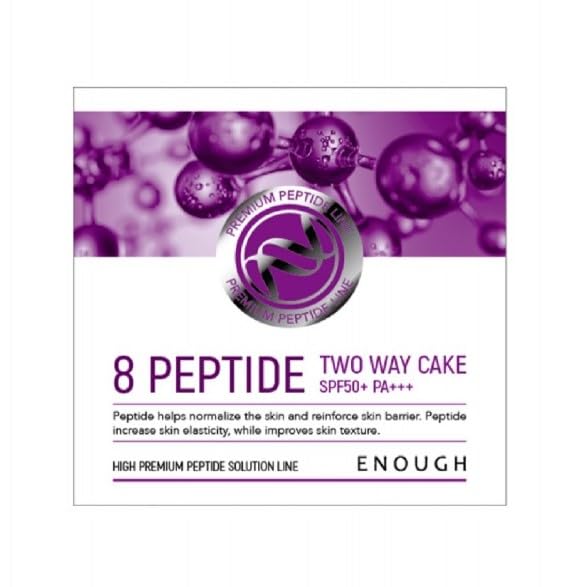 ENOUGH Premium 8 Peptide Two Way Cake SPF50, Korean Makeup Setting Powder Foundation, Face Powder with Collagen, Tattoo Cover Up - Refill Including (#13 Light beige, 0.39 oz)