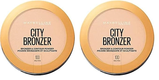 Maybelline New York City Bronzer Powder Makeup, Bronzer and Contour Powder, 100, 0.32 oz. (Pack of 2)