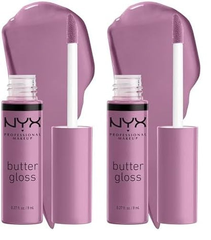 NYX PROFESSIONAL MAKEUP Butter Gloss, Non-Sticky Lip Gloss - Marshmallow (Muted Lilac) (Pack of 2)