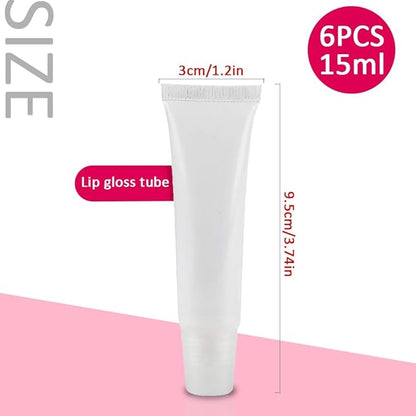 AMORIX 6pcs Empty Lip gloss Tubes Containers 15ml Clear Refillable Empty Squeeze Tubes Cosmetic Containers Soft Tube for Women Girls DIY Lip Gloss Cosmetics